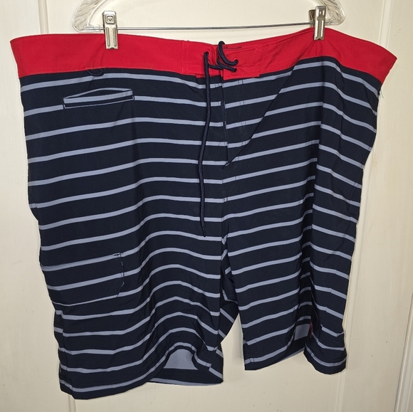 DULUTH TRADING Navy/Red Bull Moose Mens 48 Striped 9" Board Shorts DuluthFlex - Picture 2 of 7